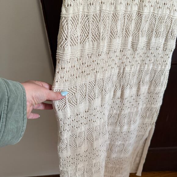 SALTWATER LUXE Cream Crochet Knit Sweater Midi Dress Boho Beachy Festival Large - Picture 7 of 9